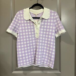NWT Maje Checkered Polo Top